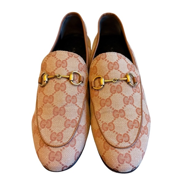 Gucci New Jordaan GG Supreme Monogram Canvas Loafer Beige  EU 37.5 US 7.5 - Picture 2 of 11